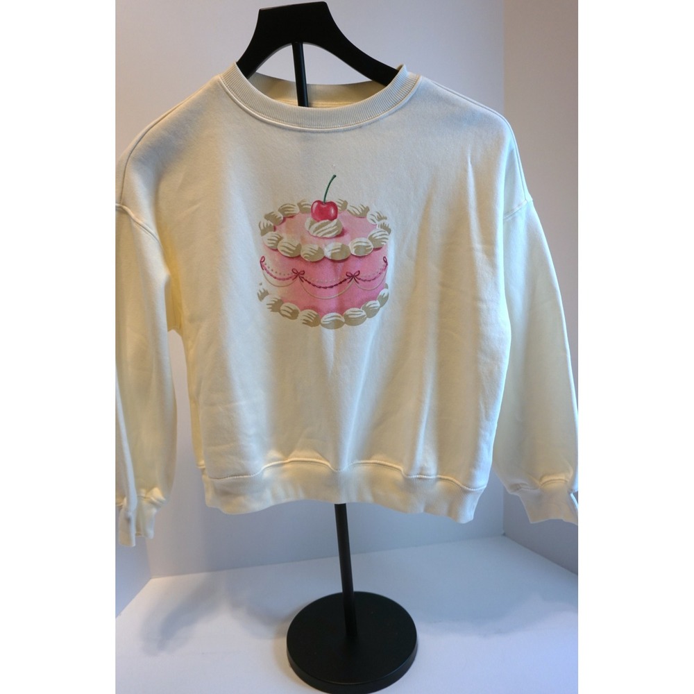 Old Navy Kids Cream Pink Cake Graphic Sweatshirt Size M 8